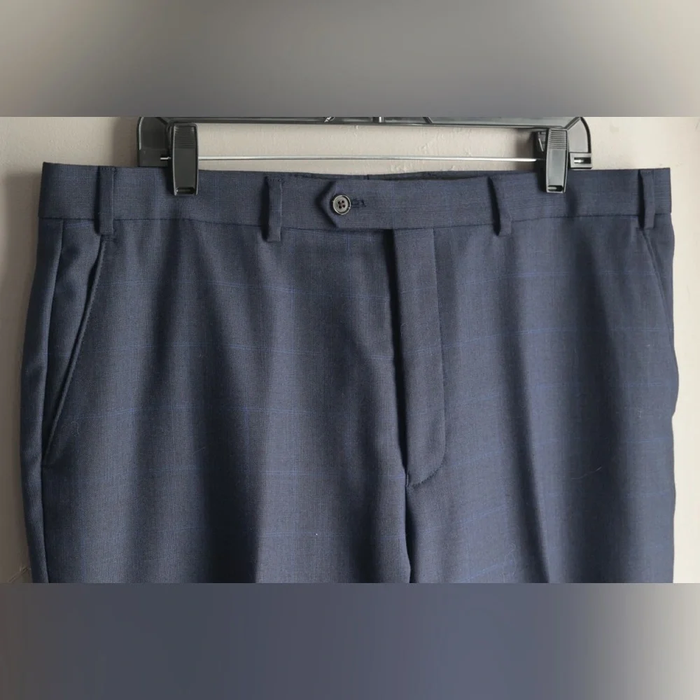 Lauren Ralph Lauren Dress Pants Mens 38 X‎ 29 Blue Wool Blend Muted Plaid Office